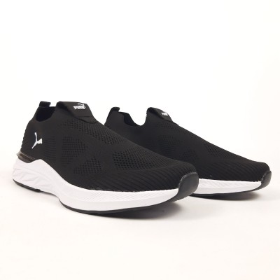 PUMA SOFTRIDE тапкие мокасины слипоны черные с белым, Размер 44