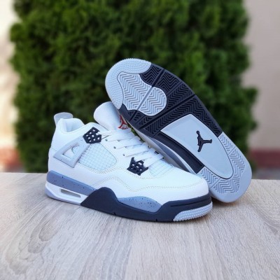 Nike Air Jordan 4 Белые с черносерым, Размер 42