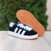 Adidas CAMPUS Чорні з білим на бежевій ступні, Розмір 40