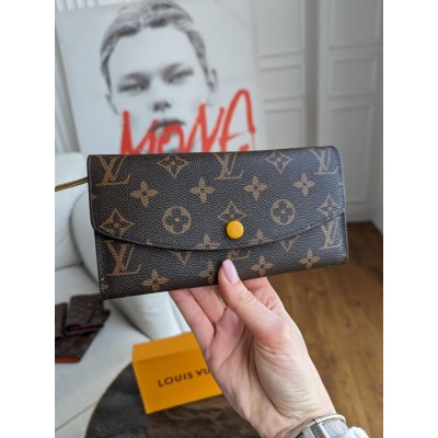 Жіночий гаманець Louis Vuitton коричневий+ жовтий великий Луї Віттон