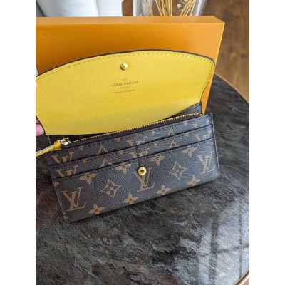 Женский кошелек Louis Vuitton коричневый+ желтый большой Луи Виттон