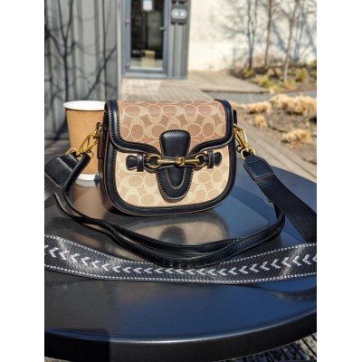 Жіноча сумка Coach чорний моногам Коуч