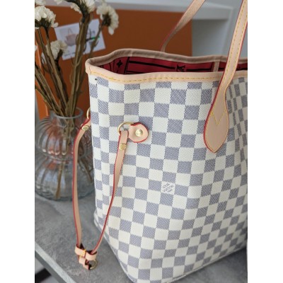 Сумка жіноча Louis Vuitton Neverfull бежевий шаховий шопер Луї Віттон