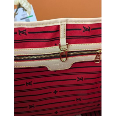 Сумка жіноча Louis Vuitton Neverfull бежевий шаховий шопер Луї Віттон