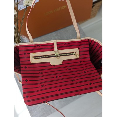 Сумка жіноча Louis Vuitton Neverfull бежевий шаховий шопер Луї Віттон