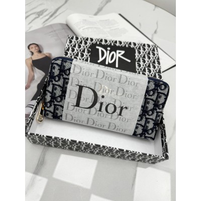 Гаманець Dior жіночий Гаманець Діор синій текстильний