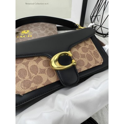 Женская сумка Coach Tabby черно-бежевый гладкий  Коуч через плечо