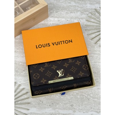 Жіночий гаманець Louis Vuitton коричневий+ чорний великий подвійний Луї Віттон
