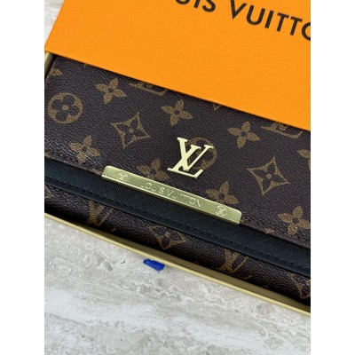 Жіночий гаманець Louis Vuitton коричневий+ чорний великий подвійний Луї Віттон