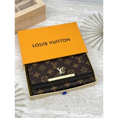 Жіночий гаманець Louis Vuitton коричневий великий подвійний Луї Віттон