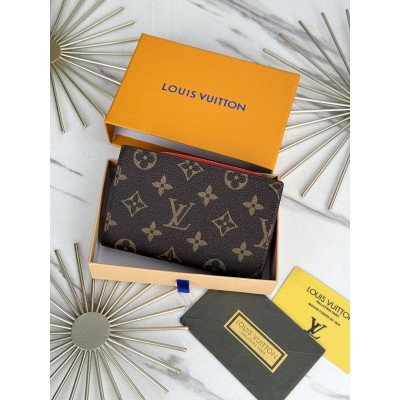 Жіночий гаманець Louis Vuitton коричневий + червоний Луї Віттон книжка