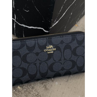 Жіночий гаманець Coach чорний на багато відділень великий Коуч