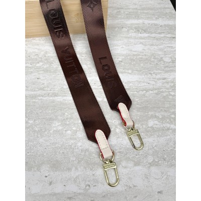 Ремінь на сумку текстильний коричневий + світлий беж Louis Vuitton Луї Віттон