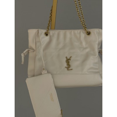 Сумка жіноча Yves Saint Laurent Jamie in Leather молочний шоппер Ів Сен Лоран
