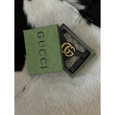 Кошелек женский Gucci Marmont шоколадный маленький с коробкой Гуччи Кошелек женский Gucci Marmont шоколадный маленький с коробкой Гуччи