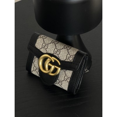 Гаманець жіночий Gucci Marmont чорний маленький із коробкою Гуччі