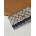 Женский кошелек Gucci серо-синий большой двойной Гуччи