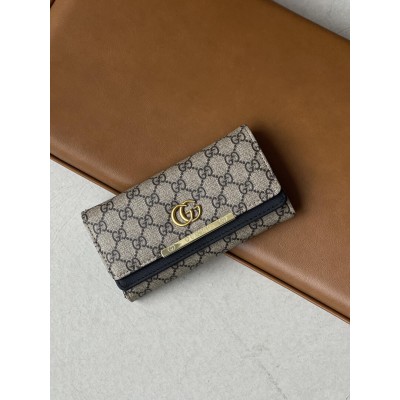Женский кошелек Gucci серо-черный большой двойной Гуччи Женский кошелек Gucci серо-черный большой двойной Гуччи