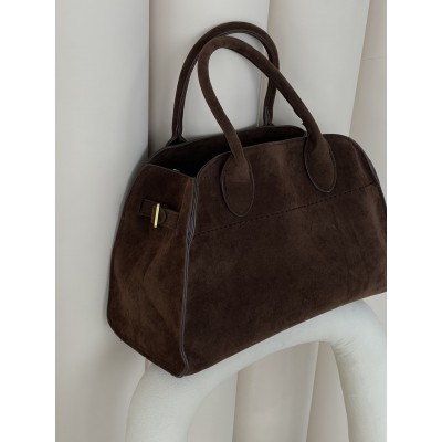 Сумка жіноча в стилі THE ROW textile - Medium через коричневий плече