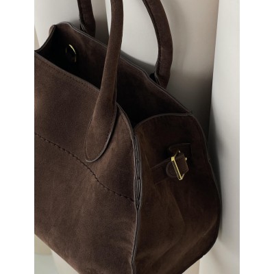 Сумка жіноча в стилі THE ROW textile - Medium через коричневий плече