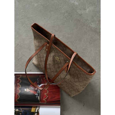 Сумка жіноча Coach Big size бежевий класичний шопер Коуч