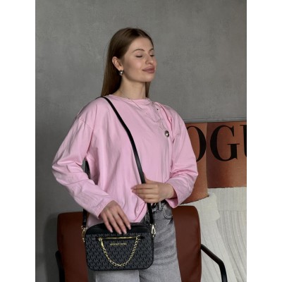 Сумка жіноча Michael Kors Jet Set Large Logo Bag Ivory чорний Мішель Корс через плече