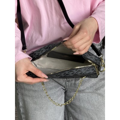 Сумка жіноча Michael Kors Jet Set Large Logo Bag Ivory чорний Мішель Корс через плече