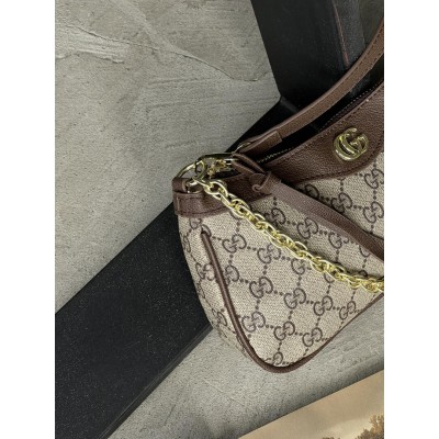 Сумка жіноча Gucci Ophidia mini bag коричневий Гуччі на плече з короткою ручкою