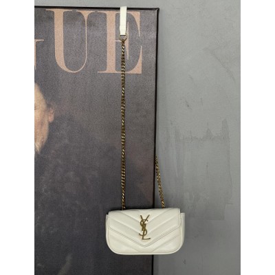 Жіноча сумка Yves Saint Laurent Loulou leather bag через плече білий Лоран Small size