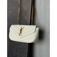 Женская сумка Yves Saint Laurent Loulou  leather bag через плечо белый Лоран Small size