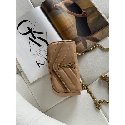 Жіноча сумка Yves Saint Laurent Loulou leather bag через бежевий плече Лоран Small size