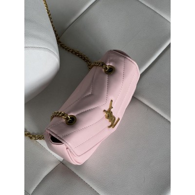 Жіноча сумка Yves Saint Laurent Loulou leather bag через рожевий плече Лоран Small size