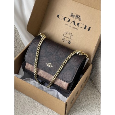 Сумка жіноча Coach Mini Klare Crossbody in Signature Canvas через плече темно - коричневий Коуч Сумка жіноча Coach Mini Klare Crossbody in Signature Canvas через плече темно - коричневий Коуч