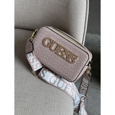 Сумка женская бежевый на широком ремне Guess big logo Гесс кросс-боди Сумка женская бежевый на широком ремне Guess big logo Гесс кросс-боди