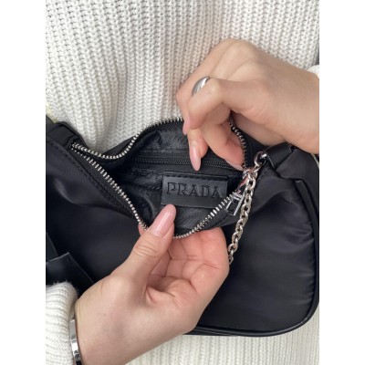 Сумочка женская Prada черный нейлон 2 в 1 Прада классический 2в1 через плечо