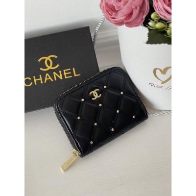 Гаманець жіночий Chanel mini чорний із коробкою Гаманець жіночий Chanel mini чорний із коробкою