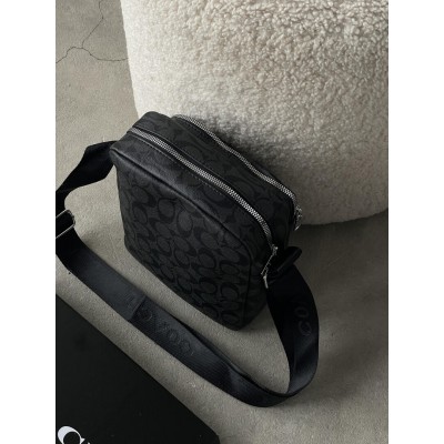 Чоловічі сумки месенджер Coach через плече чорний Коуч