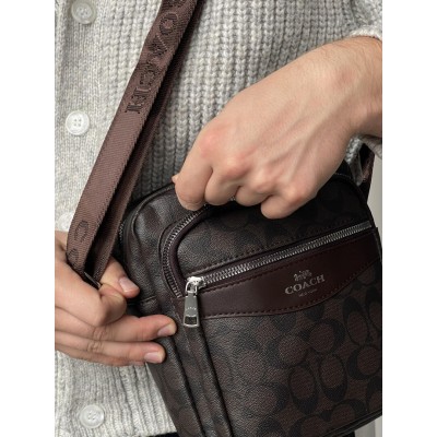 Чоловіча сумка месенджер Coach через коричневий плече Коуч