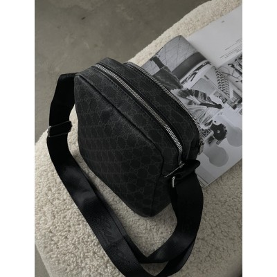 Чоловічі сумки месенджер Gucci через плече чорний Гуччі
