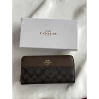 Гаманець Coach Signature Accordion Zip Wallet, Коуч жіночий великий коричневий