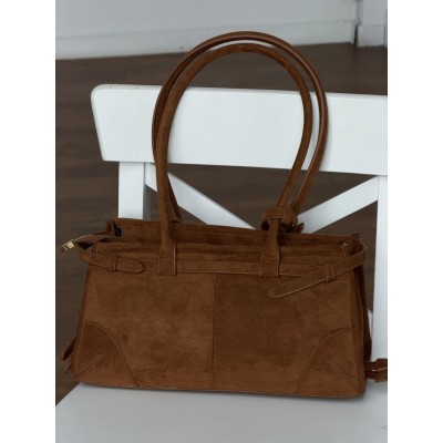 Сумка жіноча Prada Bonnie Medium Suede Shoulder Bag через карамельний плече замша Прада