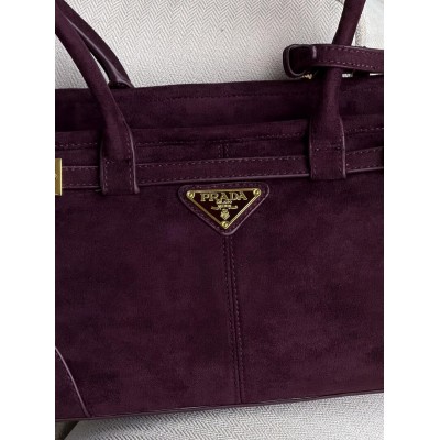Сумка жіноча Prada Bonnie Medium Suede Shoulder Bag через плече темно-бордовий замша