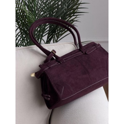 Сумка жіноча Prada Bonnie Medium Suede Shoulder Bag через плече темно-бордовий замша