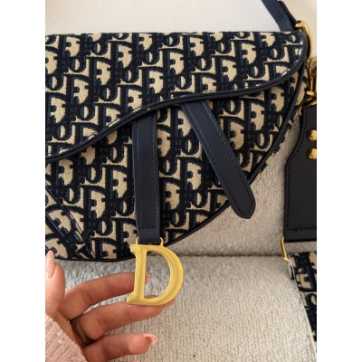Жіноча сумка Dior Saddle Bag синій через плече Крістіан Діор сідло
