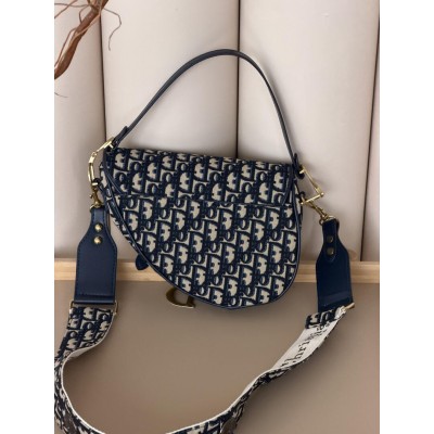 Жіноча сумка Dior Saddle Bag синій через плече Крістіан Діор сідло