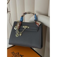 Жіноча сумка Kelly Medium size із хусткою сірий Келлі середня сумочка Келлі