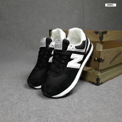 New Balance 574 чорні (біла N), Розмір 36