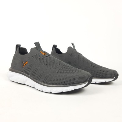 Puma Slip-On Knit тапкие мокасины слипоны серые с оранжевым, Размер 45
