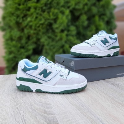 New Balance 550 белые с зеленым, Размер 37