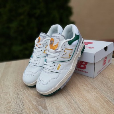 New Balance 550 Білі з зеленим з жовтим, Розмір 42